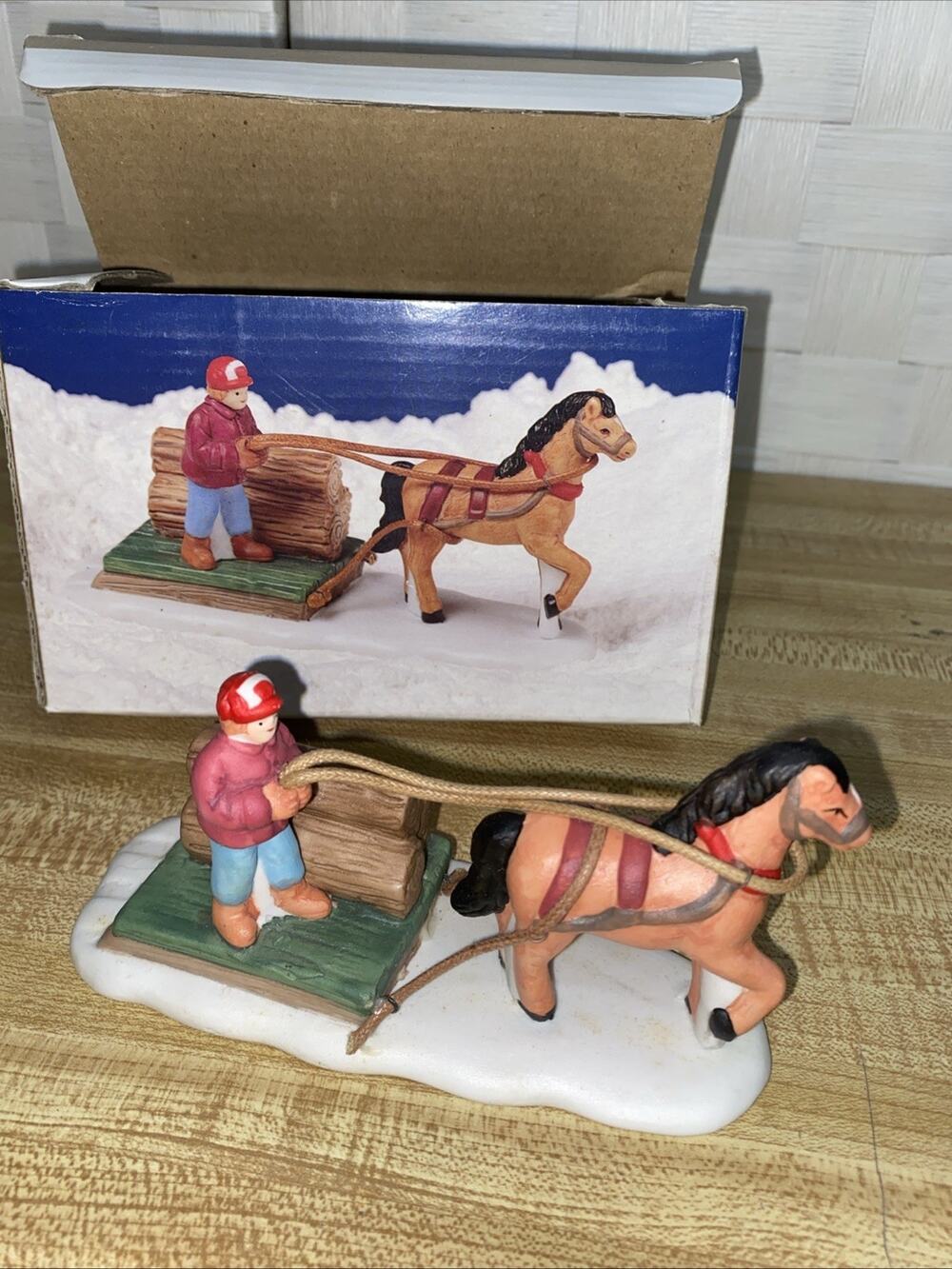 1994 Christmas Valley Season Specialties Horse Sled Lumberjack Boxed New